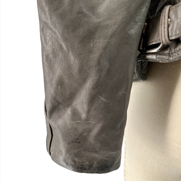 Muubaa Nassau Leather Biker Jacket in Storm Grey Moto Leather Jacket Size US 8 - Picture 8 of 13